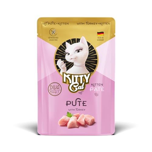 KITTY Cat Paté Pute Kitten, 6 x 85 g, Nassfutter für junge Katzen, getreidefreies Katzenfutter mit Taurin, Lachsöl und Grünlippmuschel, Alleinfuttermittel mit hohem Fleischanteil, Made in Germany von KITTY Cat