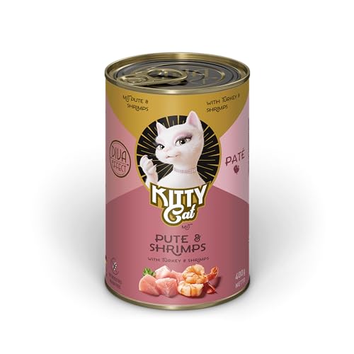 KITTY Cat Paté Pute & Shrimps, 6 x 400 g, Nassfutter für Katzen, getreidefreies Katzenfutter mit Taurin, Lachsöl und Grünlippmuschel, Alleinfuttermittel mit hohem Fleischanteil, Made in Germany von Soul Pet