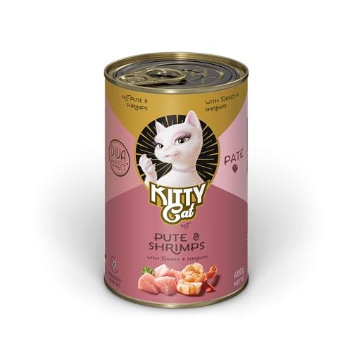 KITTY Cat Paté Pute & Shrimps, 6 x 400 g, Nassfutter für Katzen, getreidefreies Katzenfutter mit Taurin, Lachsöl und Grünlippmuschel, Alleinfuttermittel mit hohem Fleischanteil, Made in Germany KITTY Cat Paté Pute & Shrimps, 6 x 400 g, Nassfutter für Katzen, getreidefreies Katzenfutter mit Taurin, Lachsöl und Grünlippmuschel, Alleinfuttermittel mit hohem Fleischanteil, Made in Germany von KITTY Cat