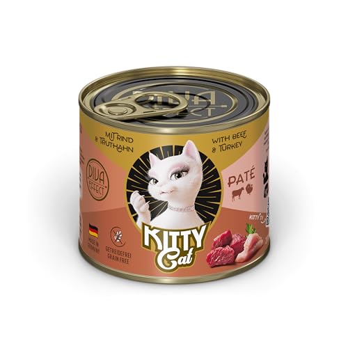 KITTY Cat Paté Rind & Truthahn, 6 x 200 g, Nassfutter für Katzen, getreidefreies Katzenfutter mit Taurin, Lachsöl und Grünlippmuschel, Alleinfuttermittel mit hohem Fleischanteil, Made in Germany von Soul Pet