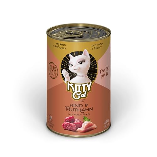 KITTY Cat Paté Rind & Truthahn, 6 x 400 g, Nassfutter für Katzen, getreidefreies Katzenfutter mit Taurin, Lachsöl und Grünlippmuschel, Alleinfuttermittel mit hohem Fleischanteil, Made in Germany von Soul Pet