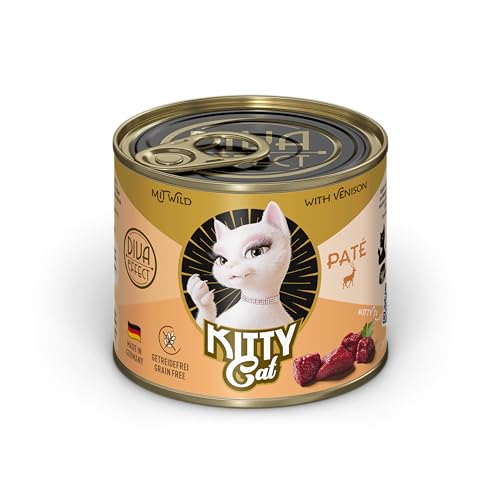 KITTY Cat Paté Wild, 6 x 200 g, Nassfutter für Katzen, getreidefreies Katzenfutter mit Taurin, Lachsöl und Grünlippmuschel, Alleinfuttermittel mit hohem Fleischanteil, Made in Germany von KITTY Cat