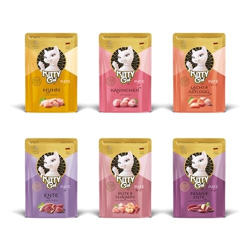 KITTY Cat Paté Mix 3, 6 x 85 g, Nassfutter für Katzen im Probierpaket, getreidefreies Katzenfutter mit Taurin, Lachsöl und Grünlippmuschel, Alleinfuttermittel mit hohem Fleischanteil, Made in Germany KITTY Cat Paté Mix 3, 6 x 85 g, Nassfutter für Katzen im Probierpaket, getreidefreies Katzenfutter mit Taurin, Lachsöl und Grünlippmuschel, Alleinfuttermittel mit hohem Fleischanteil, Made in Germany von KITTY Cat