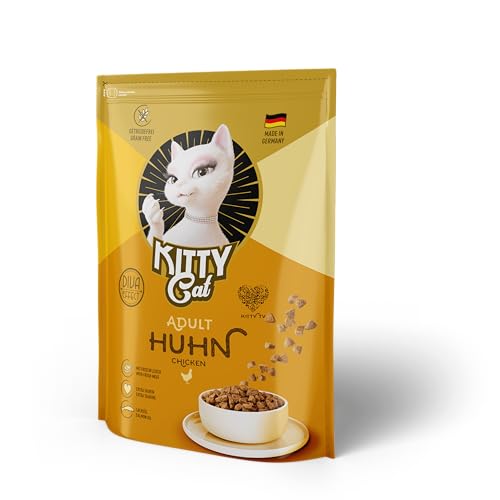 KITTY Cat Huhn Adult, 5 x 800 g, Trockenfutter mit hohem Fleischanteil für ausgewachsene Katzen, getreidefreies Katzenfutter mit Taurin und Lachsöl, Made in Germany von KITTY Cat
