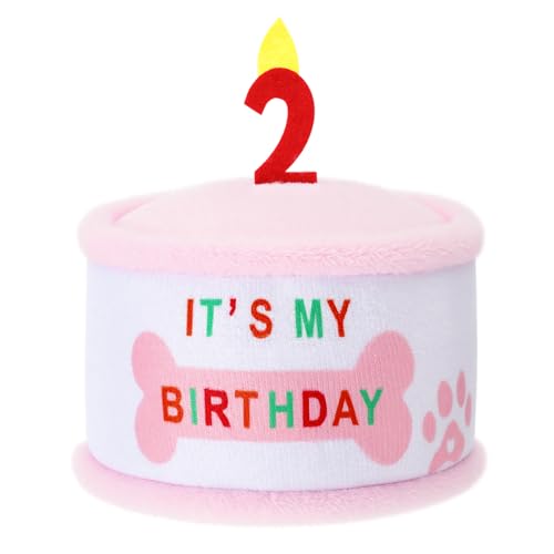 Soulchen Hundespielzeug zum 2. Geburtstag, rosa quietschendes Plüschtier, Geschenke für Hunde, gefülltes Welpengeschenk für Geburtstagsfeiern, Partyzubehör für kleine, mittelgroße und große Haustiere von Soulchen
