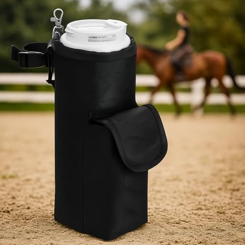 Soulchen Sattel Wasserflaschenhalter mit Tasche, Satteltaschen für Pferde mit Verstellbarem Gurt, Reitzubehör Einfach zu befestigen, Schwarz 25,4 x 10,2 x 10,2 cm Soulchen Sattel Wasserflaschenhalter mit Tasche, Satteltaschen für Pferde mit Verstellbarem Gurt, Reitzubehör Einfach zu befestigen, Schwarz 25,4 x 10,2 x 10,2 cm von Soulchen