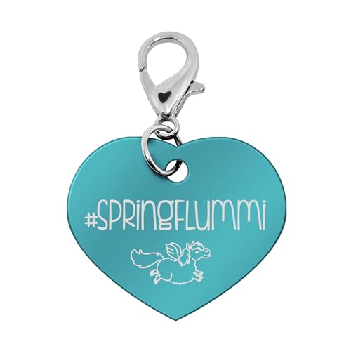 Soulhorse Marke Pferd Pony Hunde Glücksmarke Pferdemarke Gücksbringer Schutzengel Sattel Herz Trense Zaumzeug Vorderzeug Schlüsselanhänger Talisman für Tiere und Menschen (Aqua, Springflummi) von Soulhorse