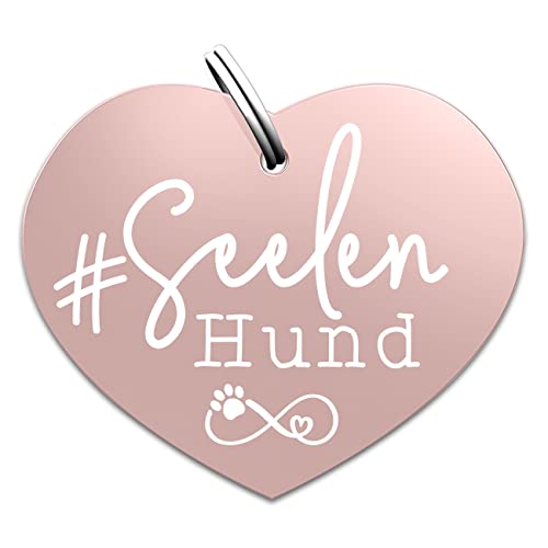 Soulhorse Marke Pferd Pony Hunde Glücksmarke Pferdemarke Gücksbringer Schutzengel Sattel Herz Trense Zaumzeug Vorderzeug Schlüsselanhänger Talisman für Tiere und Menschen (Seelenhund, Rose) von Soulhorse