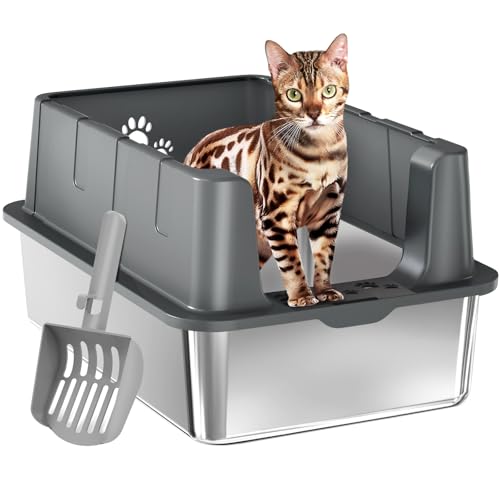 Sousia Katzentoilette aus Edelstahl, Katzenklo Gehege mit Deckel, hohe Seite große Metall-Katzentoilette für große & mehrere Katzen, einfache Reinigung, Kitty Katzentoilette, Anti-Leckage, inklusive Sousia Katzentoilette aus Edelstahl, Katzenklo Gehege mit Deckel, hohe Seite große Metall-Katzentoilette für große & mehrere Katzen, einfache Reinigung, Kitty Katzentoilette, Anti-Leckage, inklusive von Sousia