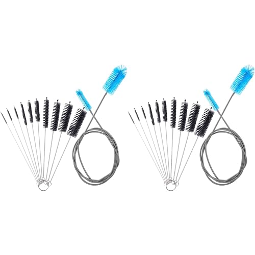 Spactz 2 x Filterpinsel für Aquarium, flexible Borsten, ein doppeltes Ende für Schlauch mit langer Reinigung aus Edelstahl von Spactz