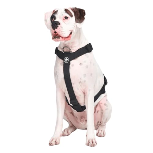 Spark Paws Großes Hundegeschirr ohne Zug, Halterdesign mit Frontclip, Robust und Strapazierfähig für Große und Starke Rassen - Black, M von Spark Paws