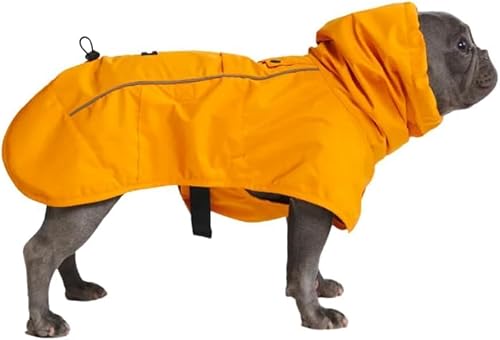 Spark Paws Hunderegenmantel, wasserdichte Winddichte Regenjacke, für kleine, mittlere, große und extra große Hunde, reflektierend, atmungsaktiv, mit vollständigem Körperschutz - Mustard Yellow - L von Spark Paws