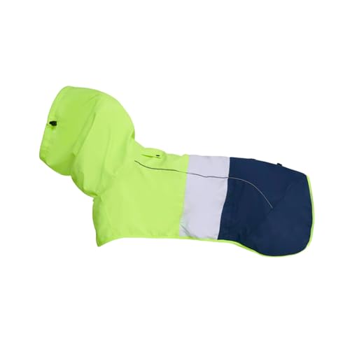 Spark Paws Hunderegenmantel, wasserdichte Winddichte Regenjacke, für kleine, mittlere, große und extra große Hunde, reflektierend, atmungsaktiv, mit vollständigem Körperschutz Neon White Navy Blue, S von Spark Paws