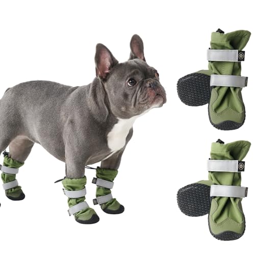 Spark Paws Wasserabweisende Hundeschuhe für mittelgroße und große Hunde, rutschfeste reflektierende Hundestiefel für Regen, Schnee, Wandern, 4er-Set - Green, A von Spark Paws