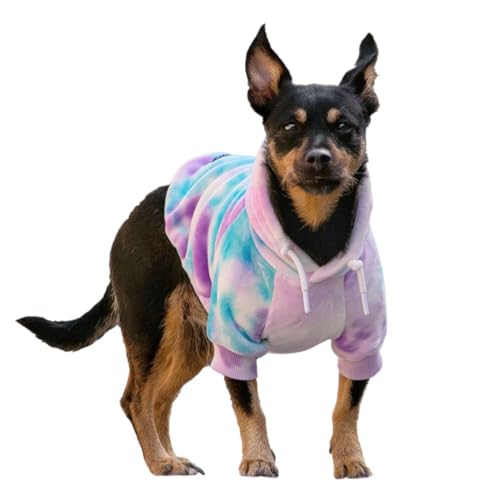 Spark Paws Hunde-Kapuzenpullover, Premium-Qualität, samtweich, überlegener Komfort und Passform, beruhigendes Fleece-Innenfutter, geeignet für alle Rassen, 90s Retro Sky Dye, Größe S von Spark Paws