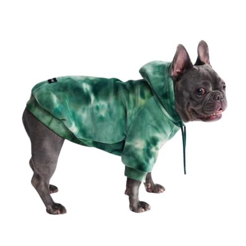 Spark Paws Hunde-Kapuzenpullover, Premium-Qualität, samtweich, überlegener Komfort und Passform, beruhigendes Fleece-Innenfutter, geeignet für alle Rassen, Green Skydye, Größe S von Spark Paws
