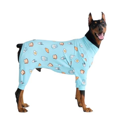 Spark Paws Hundepyjama, ultraweich und 4-Wege-Stretch, Erholungsanzug nach Operation, Schlafanzug Onesie für Kleine, Mittlere und Große Hunde - Breakfast Blue - 3XL Spark Paws Hundepyjama, ultraweich und 4-Wege-Stretch, Erholungsanzug nach Operation, Schlafanzug Onesie für Kleine, Mittlere und Große Hunde - Breakfast Blue - 3XL von Spark Paws
