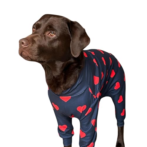 Spark Paws Hundepyjama, ultraweich und 4-Wege-Stretch, Erholungsanzug nach Operation, Schlafanzug Onesie für Kleine, Mittlere und Große Hunde - Hearts - 3XL Spark Paws Hundepyjama, ultraweich und 4-Wege-Stretch, Erholungsanzug nach Operation, Schlafanzug Onesie für Kleine, Mittlere und Große Hunde - Hearts - 3XL von Spark Paws