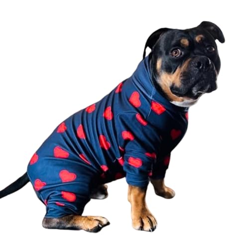Spark Paws Hundepyjama, ultraweich und 4-Wege-Stretch, Erholungsanzug nach Operation, Schlafanzug Onesie für Kleine, Mittlere und Große Hunde - Hearts - 4XL Spark Paws Hundepyjama, ultraweich und 4-Wege-Stretch, Erholungsanzug nach Operation, Schlafanzug Onesie für Kleine, Mittlere und Große Hunde - Hearts - 4XL von Spark Paws