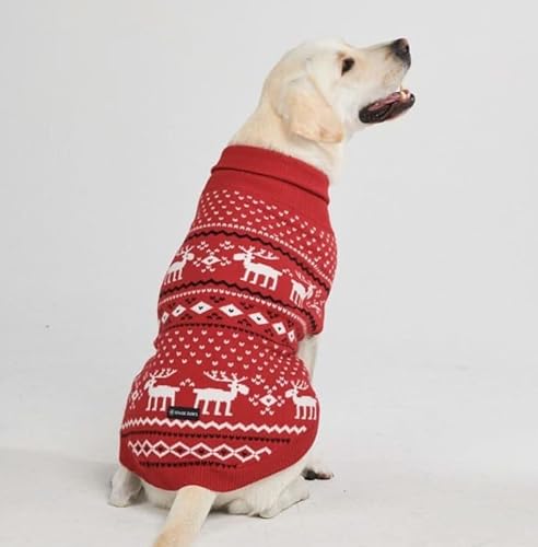 Spark Paws Knit Dog Sweater for Small Medium & Large Dogs – Warm Knitted Winter Turtleneck Pullover for Cold Weather, (Dasher Red, 4XL) von Spark Paws