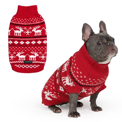 Spark Paws Weihnachts Hundepullover – Weicher Strickpullover für kleine, mittlere & große Hunde – Süßer, Warmer Hundepullover für French Bulldogs & große Hunde, (Dasher Red, XL) von Spark Paws