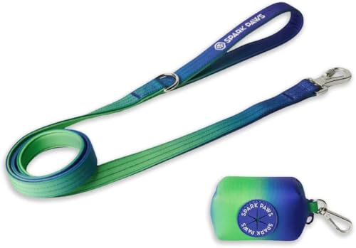 Spark Paws Premium Dog Leash & Poop Bag Set - Heavy-Duty Alloy Hook for Strong Pulling Breeds - Comfortable, Durable & Secure - Lime Wave von Spark Paws