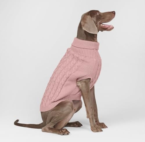 Spark Paws Strick-Hundepullover für kleine, mittelgroße und große Hunde, warmer Rollkragenpullover mit Zopfmuster, Winter-Rollkragenpullover für kaltes Wetter, rosa Zopfmuster, Größe 4XL Spark Paws Strick-Hundepullover für kleine, mittelgroße und große Hunde, warmer Rollkragenpullover mit Zopfmuster, Winter-Rollkragenpullover für kaltes Wetter, rosa Zopfmuster, Größe 4XL von Spark Paws