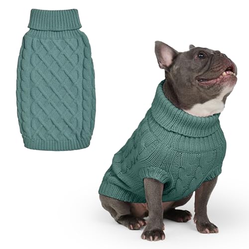 Spark Paws Strickpullover für Hunde – Weicher, Warmer Winterpullover für kleine, mittelgroße und große Hunde – Pullover für Französische Bulldoggen, Pitbulls, Hündinnen und Rüden, (Pine Green,L) von Spark Paws