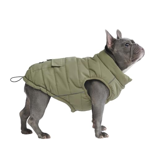 Spark Paws Warmshield™ Hundejacke Wintermantel, Warmes Fleece, Wasserabweisend, Winddicht, Reflektierende Weste, Geeignet für Mittelgroße und Große Hunde, Kälteschutz Schneejacke Parka - Olive - XL von Spark Paws