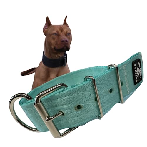 SparkDog Halsbänder, Arbeitshundehalsband, 5,1 cm breites Hundehalsband, 4-lagiges Polyester-Sicherheitsgurt-Gurtband, robuste Edelstahl-geschweißte Hardware, taktischer Stil, Pitbull, Hundehalsband von -SparkDog- Collars