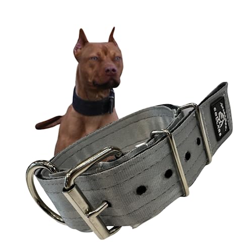 SparkDog Hundehalsband, 5,1 cm, strapazierfähig, 4-lagig, Edelstahl, Sicherheitsgurt-Halsband, hergestellt in den USA, Größe XL, Grau/Schwarz von -SparkDog- Collars