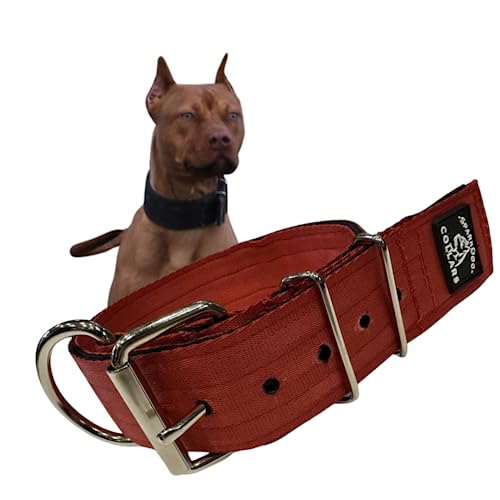 SparkDog Hundehalsband, 5,1 cm, strapazierfähig, 4-lagig, Edelstahl, Sicherheitsgurt-Halsband, hergestellt in den USA, Größe XL, Rot / Schwarz von -SparkDog- Collars