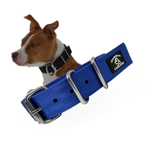 SparkDog Hundehalsband, strapazierfähig, verstellbar, mit Edelstahl-Hardware, wetterfest und langlebig, für mittelgroße Hunde, passend für Halsumfang von 33–48,3 cm, Blau, 3,8 cm von SparkDog Collars
