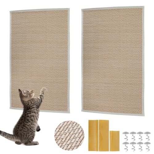 2 Stück Kratzbretter Katze, Kratzmatte Katze Wand, Sisal Teppich Katzen, Kratzteppich Katze, Sisalmatte für Katzen Schützt Teppiche und Sofas, 40 * 60cm von Sparklenut