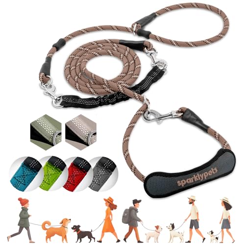 SparklyPets Multifunktionale Bungee-Leine mit Abnehmbarer Retrieverleine, Crossbody- und Taillenleine für Spaziergänge mit dem Hund, mittelgroße und große Rassen, Braun SparklyPets Multifunktionale Bungee-Leine mit Abnehmbarer Retrieverleine, Crossbody- und Taillenleine für Spaziergänge mit dem Hund, mittelgroße und große Rassen, Braun von SparklyPets