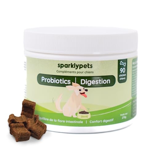 SparklyPets – Probiotika – Verdauung – Nahrungsergänzungsmittel für Hunde – Verdauungskomfort und Darmflora – Präbiotikum und Probiotikum für Hunde – 90 Stück, 270 g, Geschmack Huhn SparklyPets – Probiotika – Verdauung – Nahrungsergänzungsmittel für Hunde – Verdauungskomfort und Darmflora – Präbiotikum und Probiotikum für Hunde – 90 Stück, 270 g, Geschmack Huhn von SparklyPets