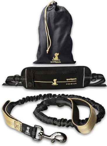 Joggingleine für Hunde zum Laufen, Joggen, Wandern | 2 in 1 Joggingleine und Normale Hundeleine für Große und Mittelgroße Hunde mit Doppelgriff | Bauchgurt Hundeleine Joggingleine für Hunde zum Laufen, Joggen, Wandern | 2 in 1 Joggingleine und Normale Hundeleine für Große und Mittelgroße Hunde mit Doppelgriff | Bauchgurt Hundeleine von SparklyPets