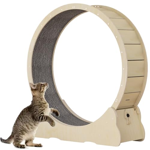 Katzenlaufband, Laufrad für Katzen aus Holz, mit Teppichboden, Laufband für Haustiere mit Bremse, perfekt für Ihre energiegeladene Katze,Yellow-L Katzenlaufband, Laufrad für Katzen aus Holz, mit Teppichboden, Laufband für Haustiere mit Bremse, perfekt für Ihre energiegeladene Katze,Yellow-L von Spdazzleburst