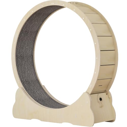 Katzenlaufrad, Katzenlaufrad aus Holz, mit Laufbahn aus Teppichboden, Katzenlaufrad mit Bremse, für kleine und große Katzen,Yellow-M Katzenlaufrad, Katzenlaufrad aus Holz, mit Laufbahn aus Teppichboden, Katzenlaufrad mit Bremse, für kleine und große Katzen,Yellow-M von Spdazzleburst