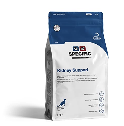 DECHRA Veterinary Products - SPECIFIC FKD Kidney Support - Trockenfutter für Katzen - Mit Omega-3 und Krillöl - Reduzierter Proteingehalt zur Entlastung der Nieren - Erwachsene Tiere - 2kg von SPECIFIC