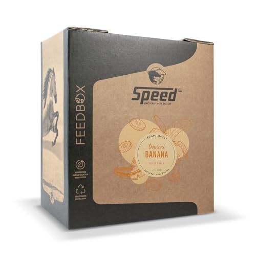 Speed Delicious speedies Banana FEEDBOX, 8 kg, Leckerli mit tropisch- fruchtigem Geschmack nach Banane, leckeres Ergänzungsfutter für Pferde von Speed horsecare with passion EST. 1963