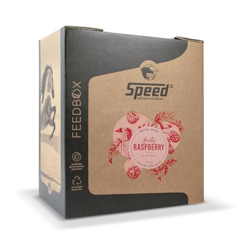 Speed Delicious speedies Rasberry FEEDBOX, 8 kg, Leckerli mit Himbeere Geschmack, leckeres Ergänzungsfutter für Pferde von Speed horsecare with passion EST. 1963