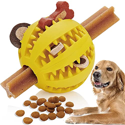 1 Pack Dog Treat Dispenser Ball Toy Interactive Dog Toys for Boredom Teeth Cleaning Chew Toy Rubber Ball for Medium Large Dogs (L) von Speedy Panther