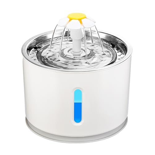 2.4L Ultra Leise Katze & Hund Wasserbrunnen mit LED Wasserstandsanzeige, Aktivkohlefilter, Automatischer Haustier Trinknapf für mehrere Haustiere - Grau von Speedy Panther
