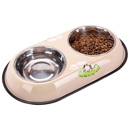Doppelte Hundenäpfe aus Edelstahl für kleine Hunde und Katzen, abnehmbare Hundefutter- und Wassernäpfe, rutschfest Doppelte Hundenäpfe aus Edelstahl für kleine Hunde und Katzen, abnehmbare Hundefutter- und Wassernäpfe, rutschfest von Speedy Panther