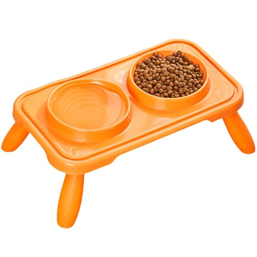 Erhöhte Katzennäpfe für Katzen und kleine Hunde, erhöhte Katzen-Futternäpfe mit Ständer, Anti-Erbrochenes Katzenfutter und Wassernäpfe, rutschfeste Katzenfutterschalen (Orange) von Speedy Panther
