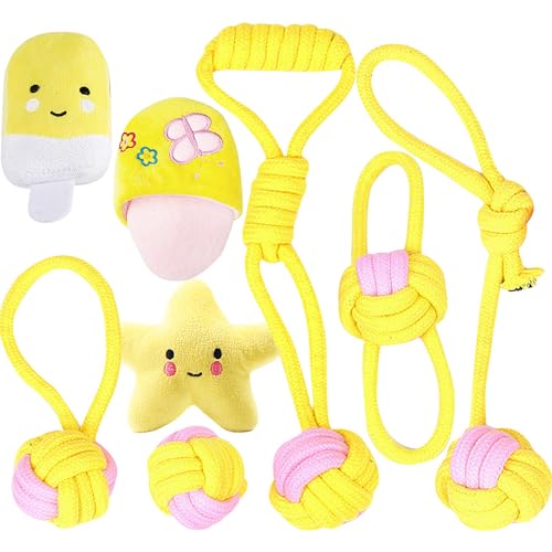 Hundespielzeug für Kleine und Mittelgroße Hunde - Zahnspielzeug für Welpen Ab 8 Wochen, Plüschspielzeug, Seilspielzeug-Set, 8 Stück Hundespielzeug für Kleine und Mittelgroße Hunde - Zahnspielzeug für Welpen Ab 8 Wochen, Plüschspielzeug, Seilspielzeug-Set, 8 Stück von Speedy Panther