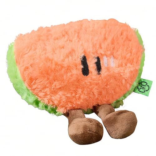Plüsch Wassermelone Hundespielzeug, Quietschendes Welpenkauspielzeug für kleine und mittelgroße Hunde, Orange und Grün von Speedy Panther