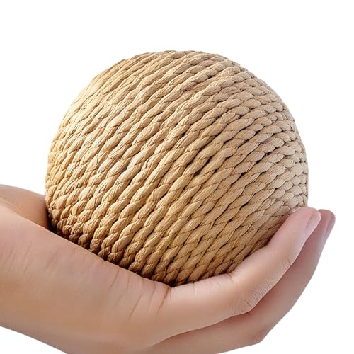 Speedy Panther 10 cm großer Sisal-Katzenball mit Rassel im Inneren, langlebiger, interaktiver Kauen und Spielen, gewebter Ball zum Beißen und Kratzen von Speedy Panther