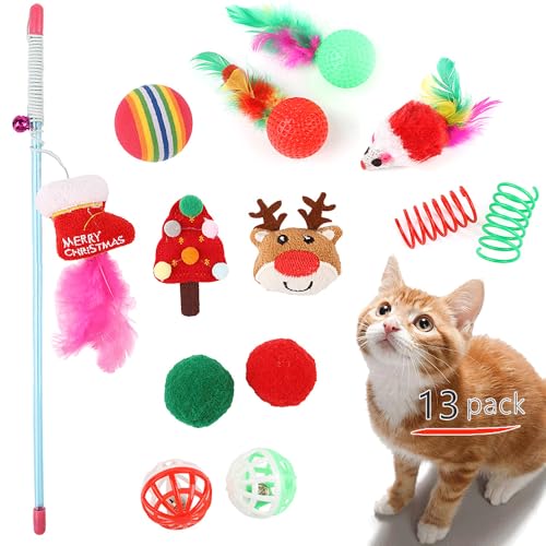 Speedy Panther Katzenspielzeug für den Innenbereich, mit Feder, Maus und Plüschball, Spielzeug für Kätzchen, Weihnachten, 13 Stück Speedy Panther Katzenspielzeug für den Innenbereich, mit Feder, Maus und Plüschball, Spielzeug für Kätzchen, Weihnachten, 13 Stück von Speedy Panther
